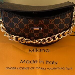 Mario Valentino Black and Gold Chain Bag